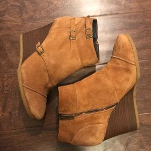 J. Crew suede wedge booties